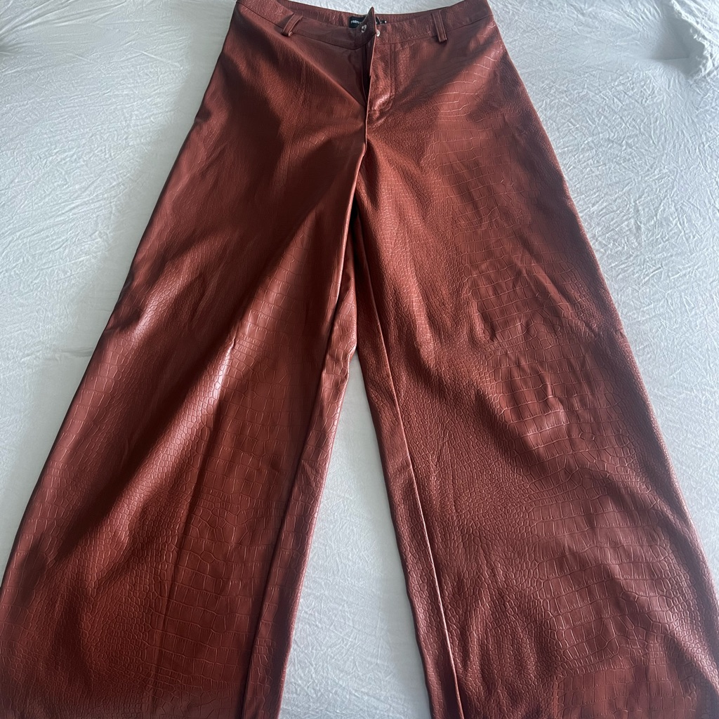 Brown Crocodile Leather Pants